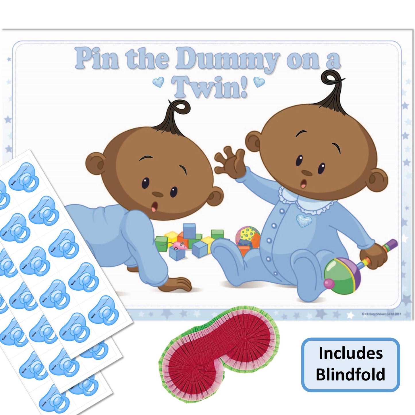 Stars Ethnic Pin the Dummy on a Twin Party Game,[product type] - Baby Showers and More