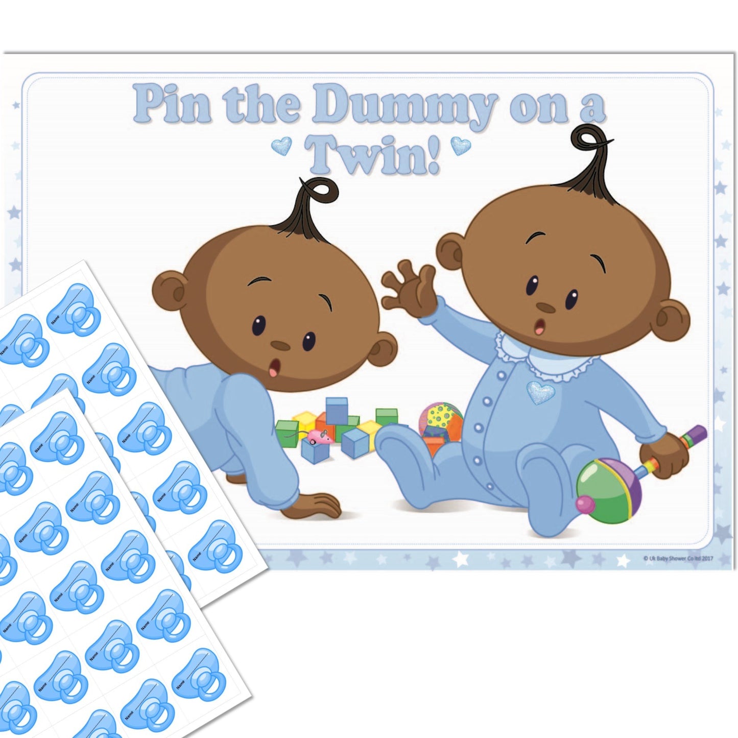 Stars Ethnic Pin the Dummy on a Twin Party Game,[product type] - Baby Showers and More
