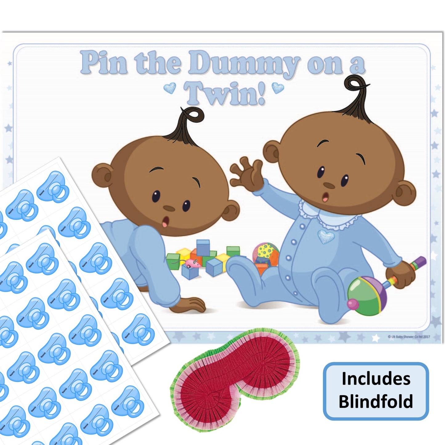 Stars Ethnic Pin the Dummy on a Twin Party Game,[product type] - Baby Showers and More