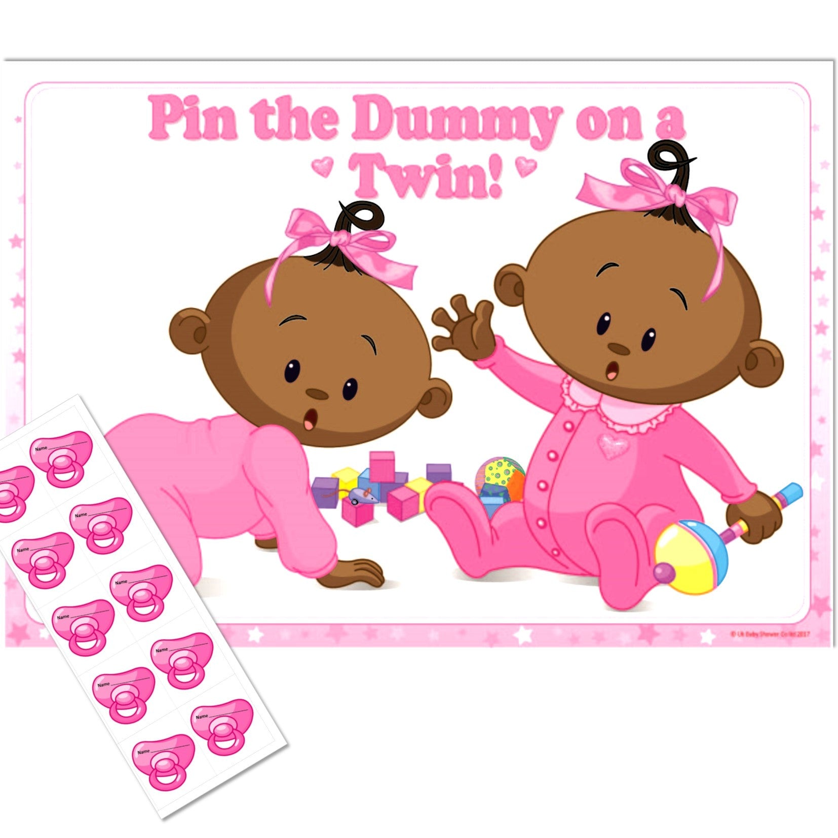 Stars Ethnic Pin the Dummy on a Twin Party Game,[product type] - Baby Showers and More