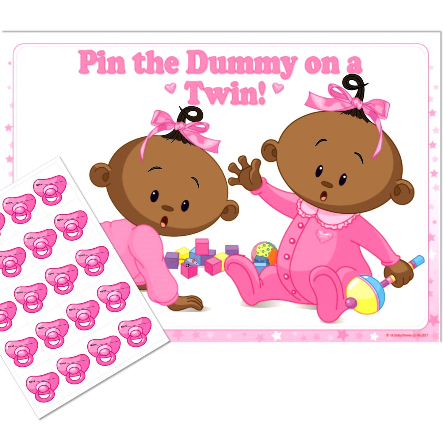 Stars Ethnic Pin the Dummy on a Twin Party Game,[product type] - Baby Showers and More
