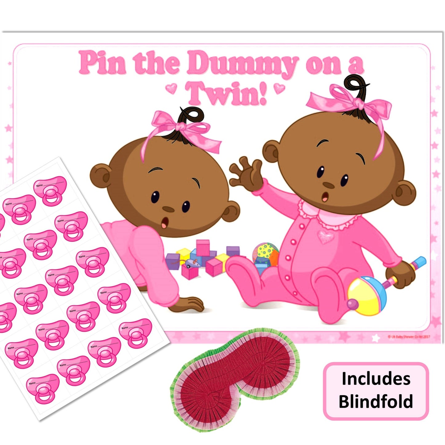 Stars Ethnic Pin the Dummy on a Twin Party Game,[product type] - Baby Showers and More