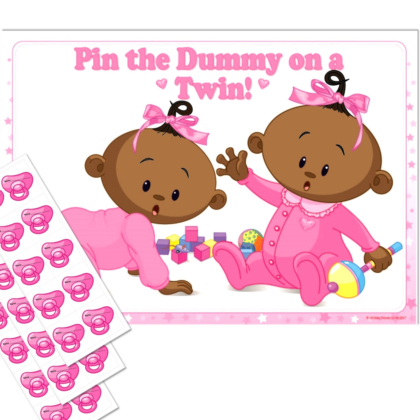 Stars Ethnic Pin the Dummy on a Twin Party Game,[product type] - Baby Showers and More