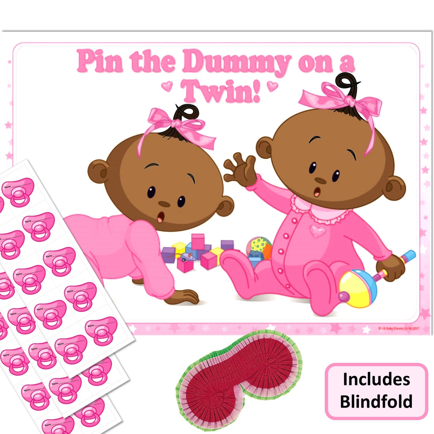 Stars Ethnic Pin the Dummy on a Twin Party Game,[product type] - Baby Showers and More