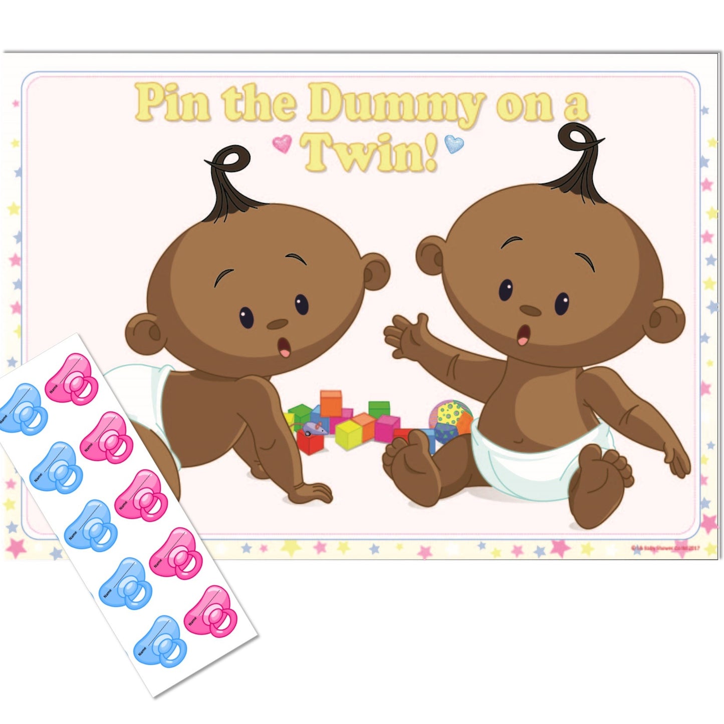 Stars Ethnic Pin the Dummy on a Twin Party Game,[product type] - Baby Showers and More