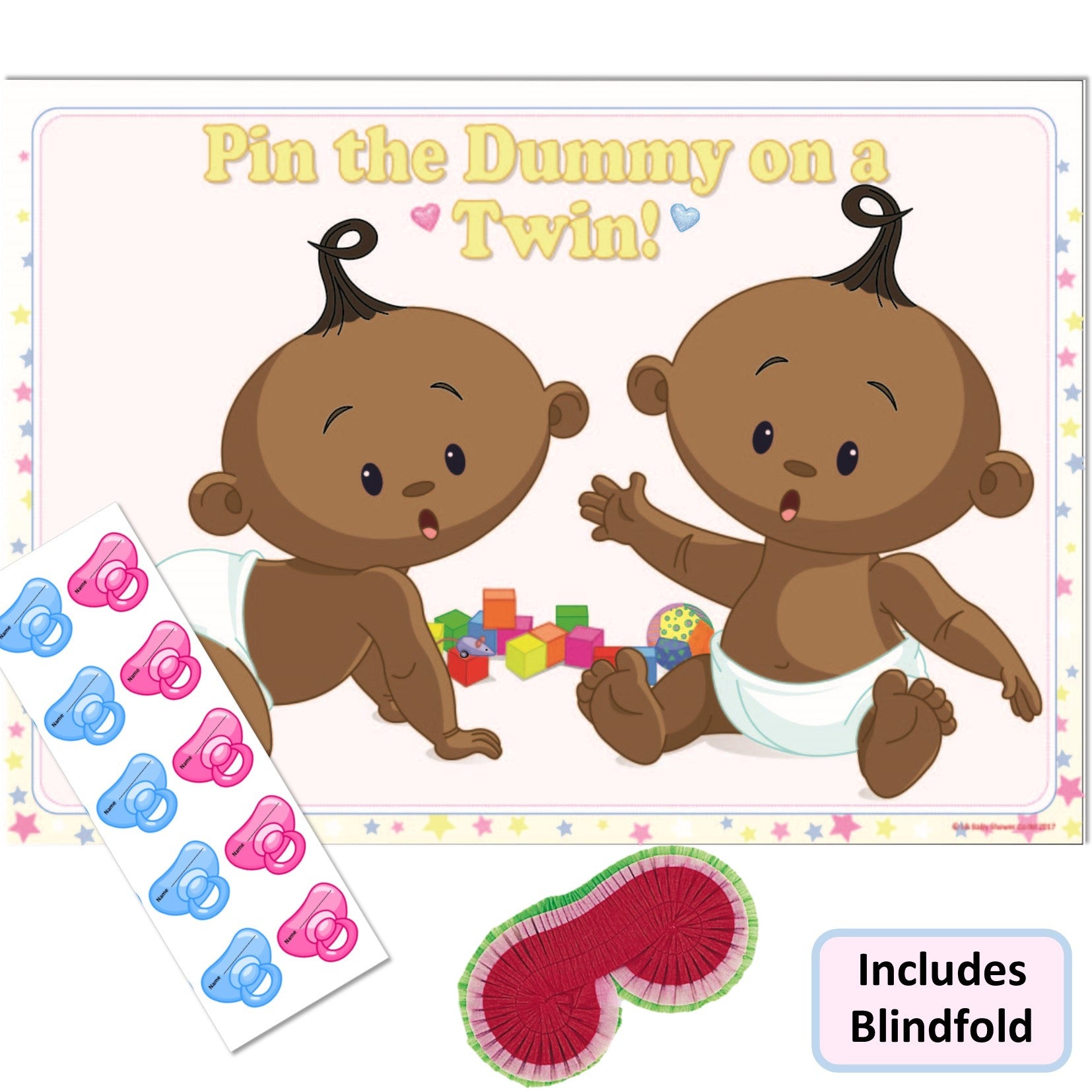 Stars Ethnic Pin the Dummy on a Twin Party Game,[product type] - Baby Showers and More