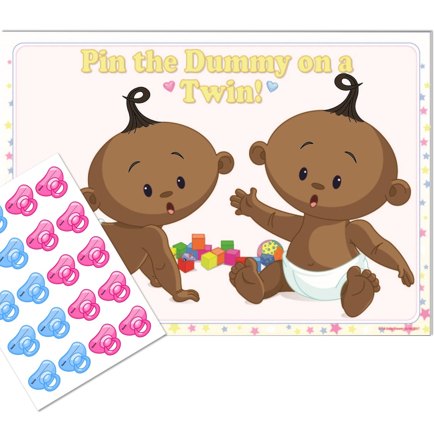 Stars Ethnic Pin the Dummy on a Twin Party Game,[product type] - Baby Showers and More