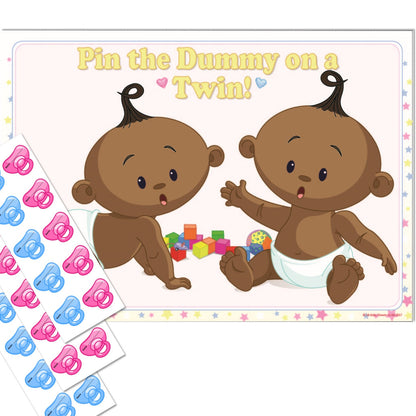 Stars Ethnic Pin the Dummy on a Twin Party Game,[product type] - Baby Showers and More