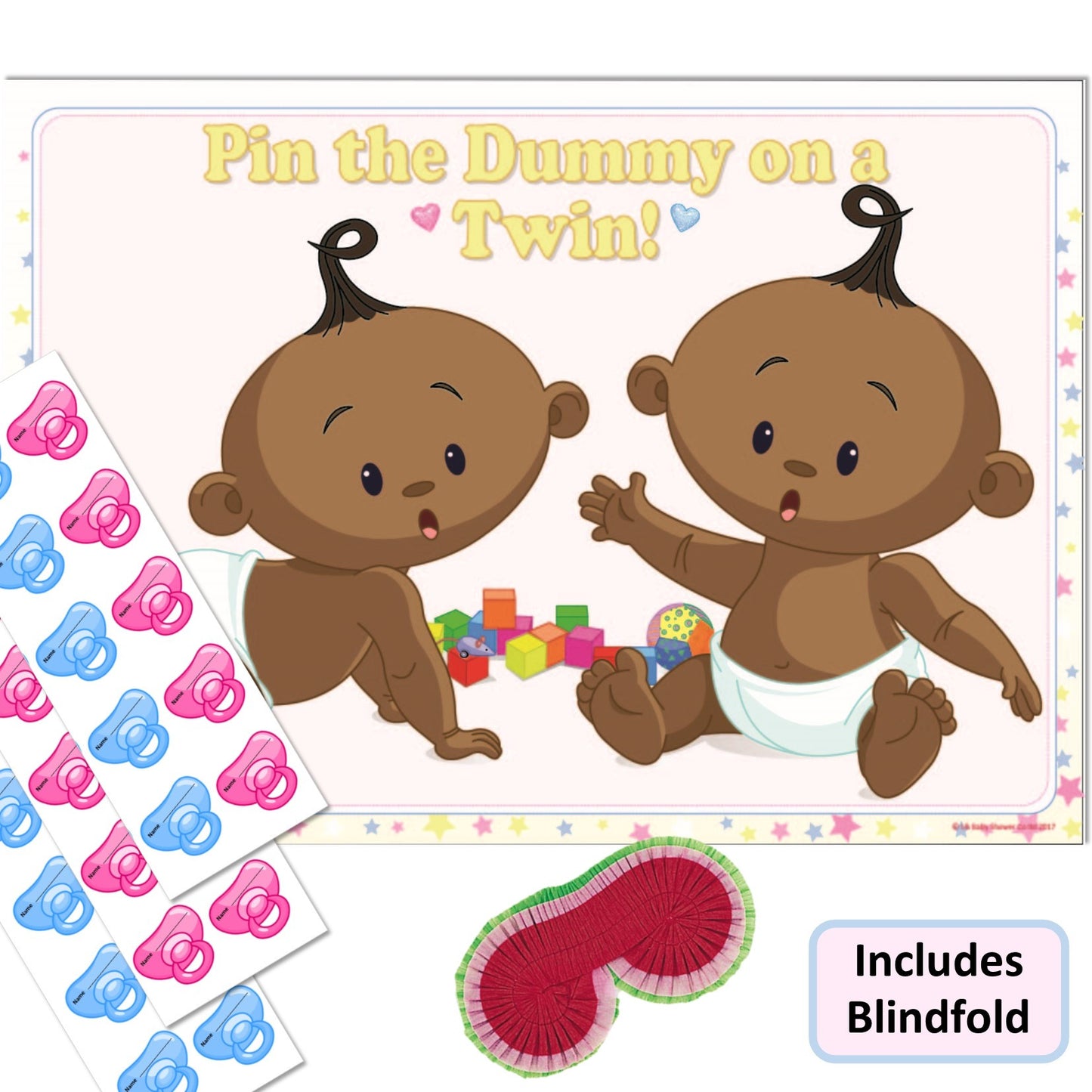 Stars Ethnic Pin the Dummy on a Twin Party Game,[product type] - Baby Showers and More