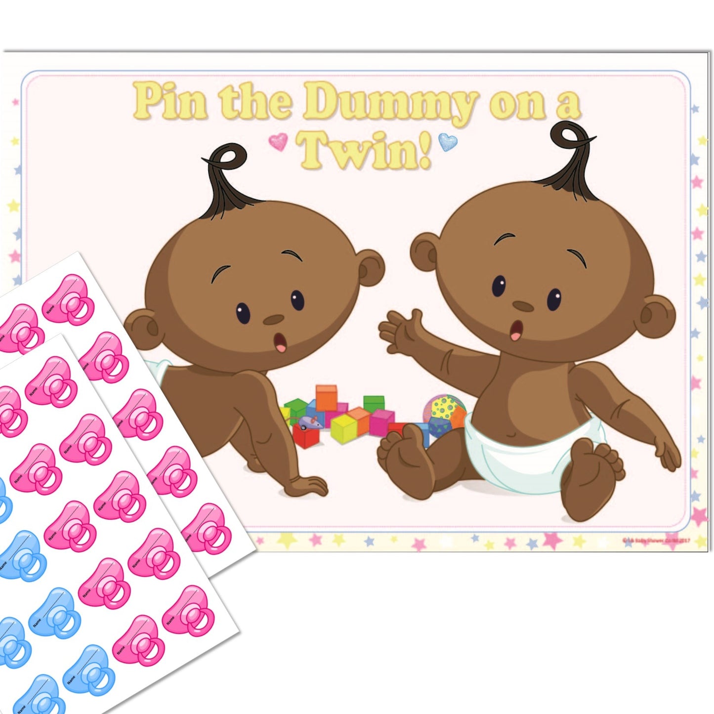 Stars Ethnic Pin the Dummy on a Twin Party Game,[product type] - Baby Showers and More