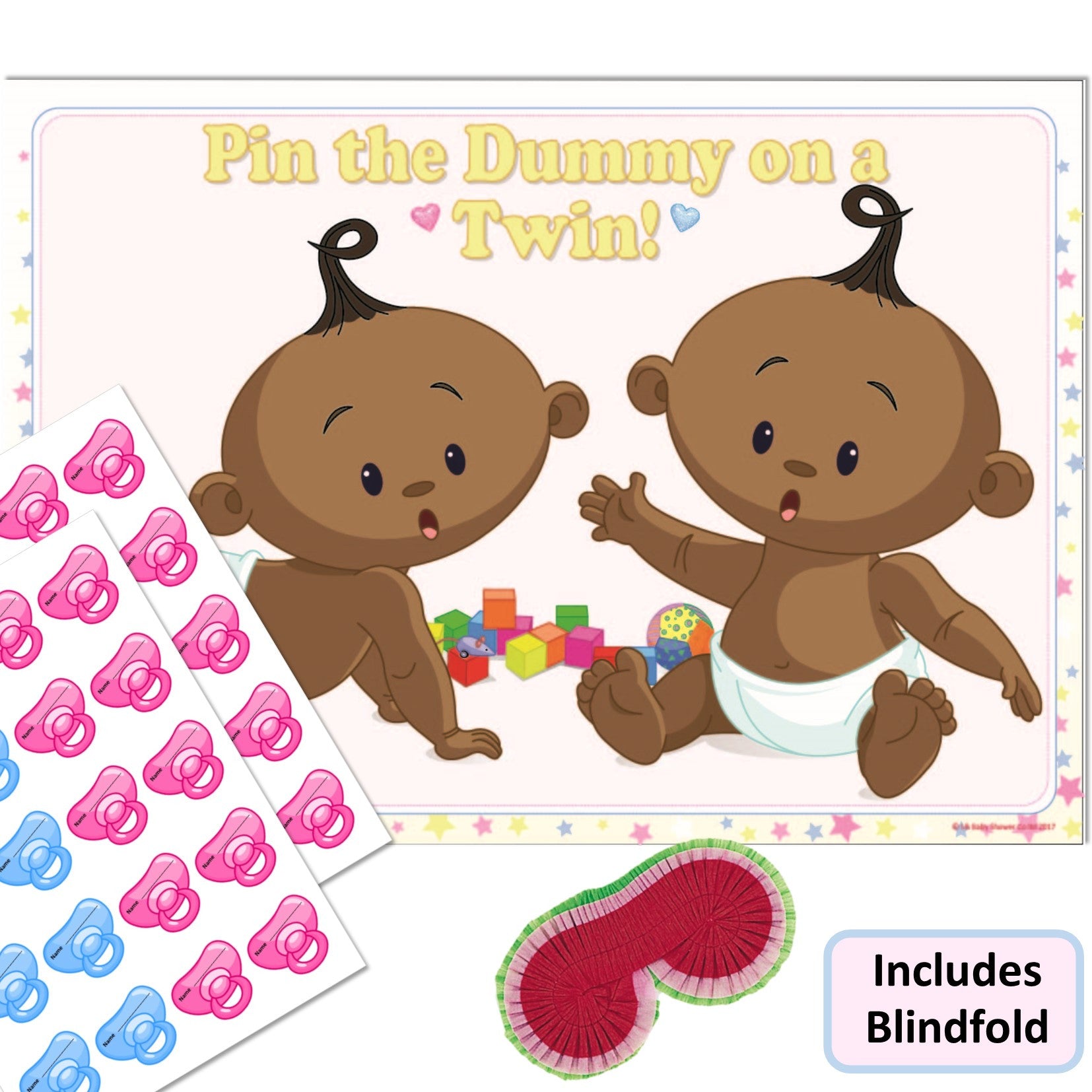 Stars Ethnic Pin the Dummy on a Twin Party Game,[product type] - Baby Showers and More