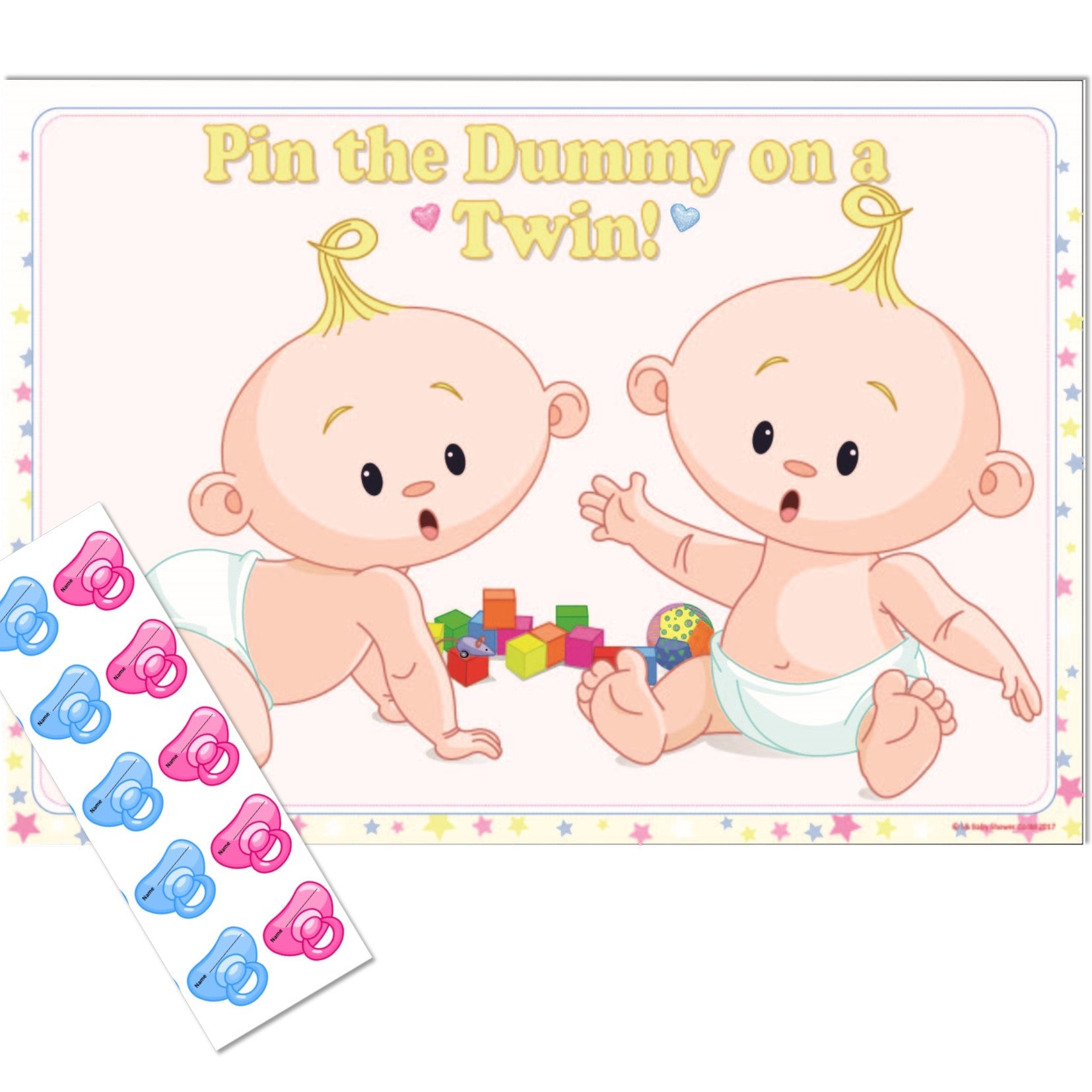 Pin the Dummy on a Twin Party Game Stars Theme,[product type] - Baby Showers and More