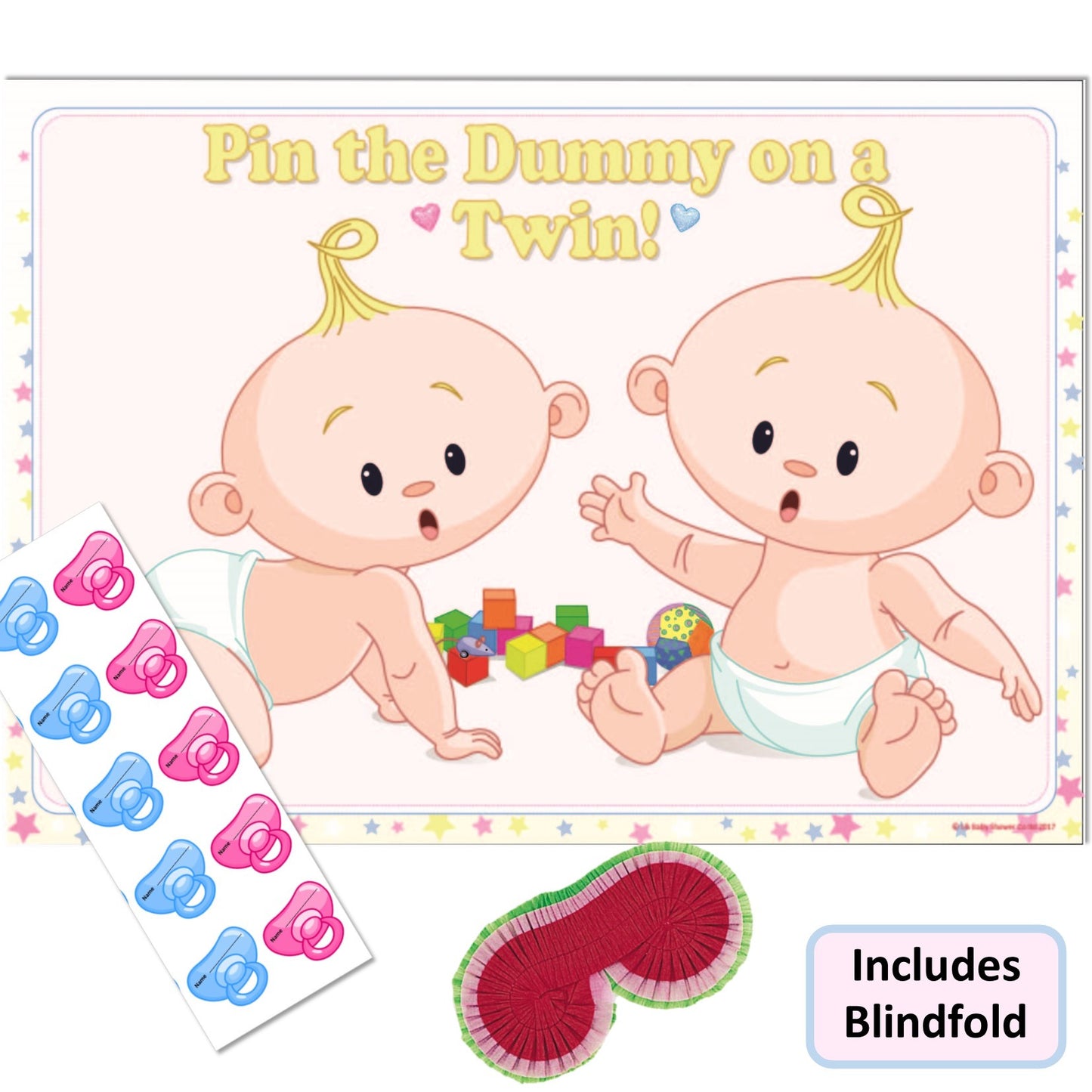 Pin the Dummy on a Twin Party Game Stars Theme,[product type] - Baby Showers and More