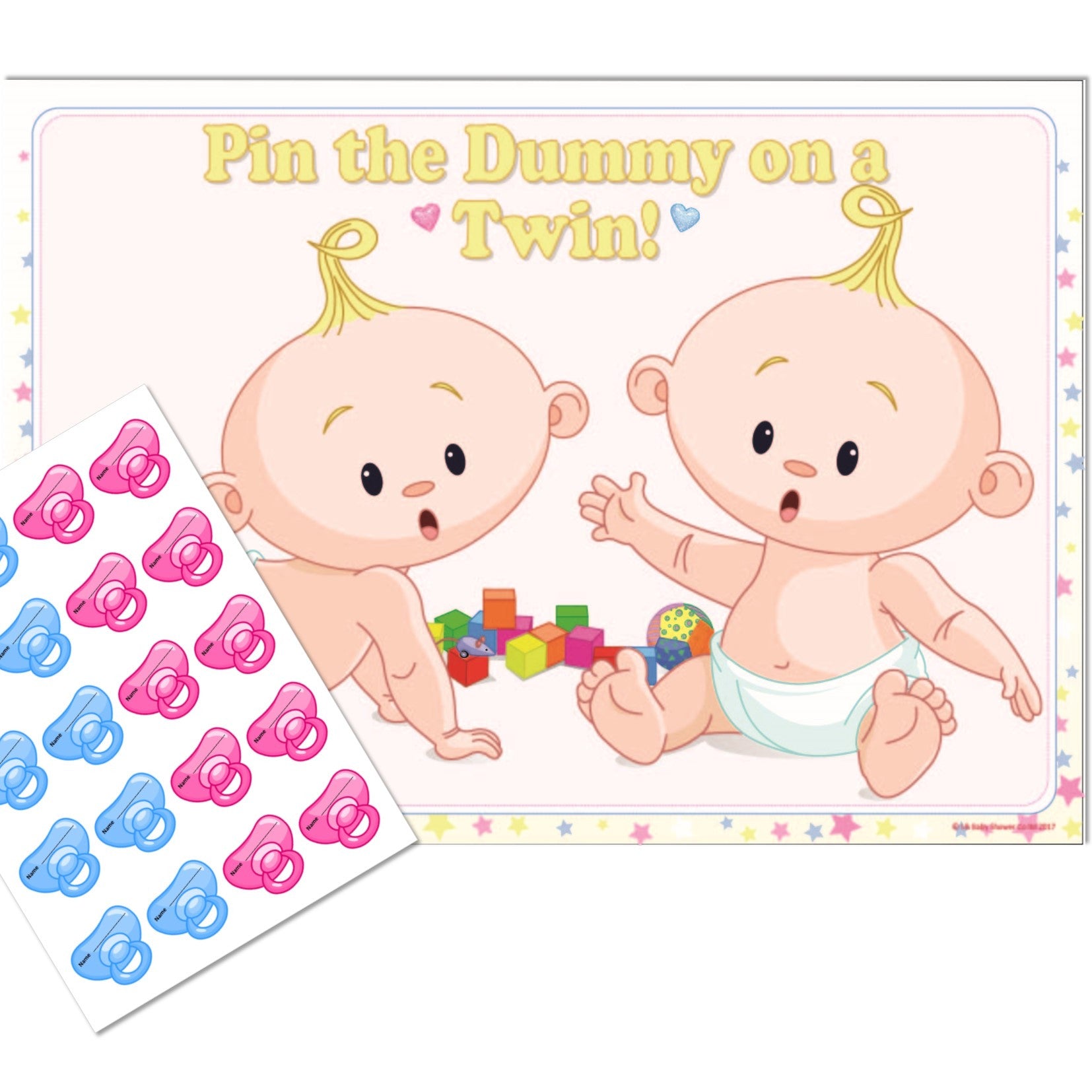 Pin the Dummy on a Twin Party Game Stars Theme,[product type] - Baby Showers and More