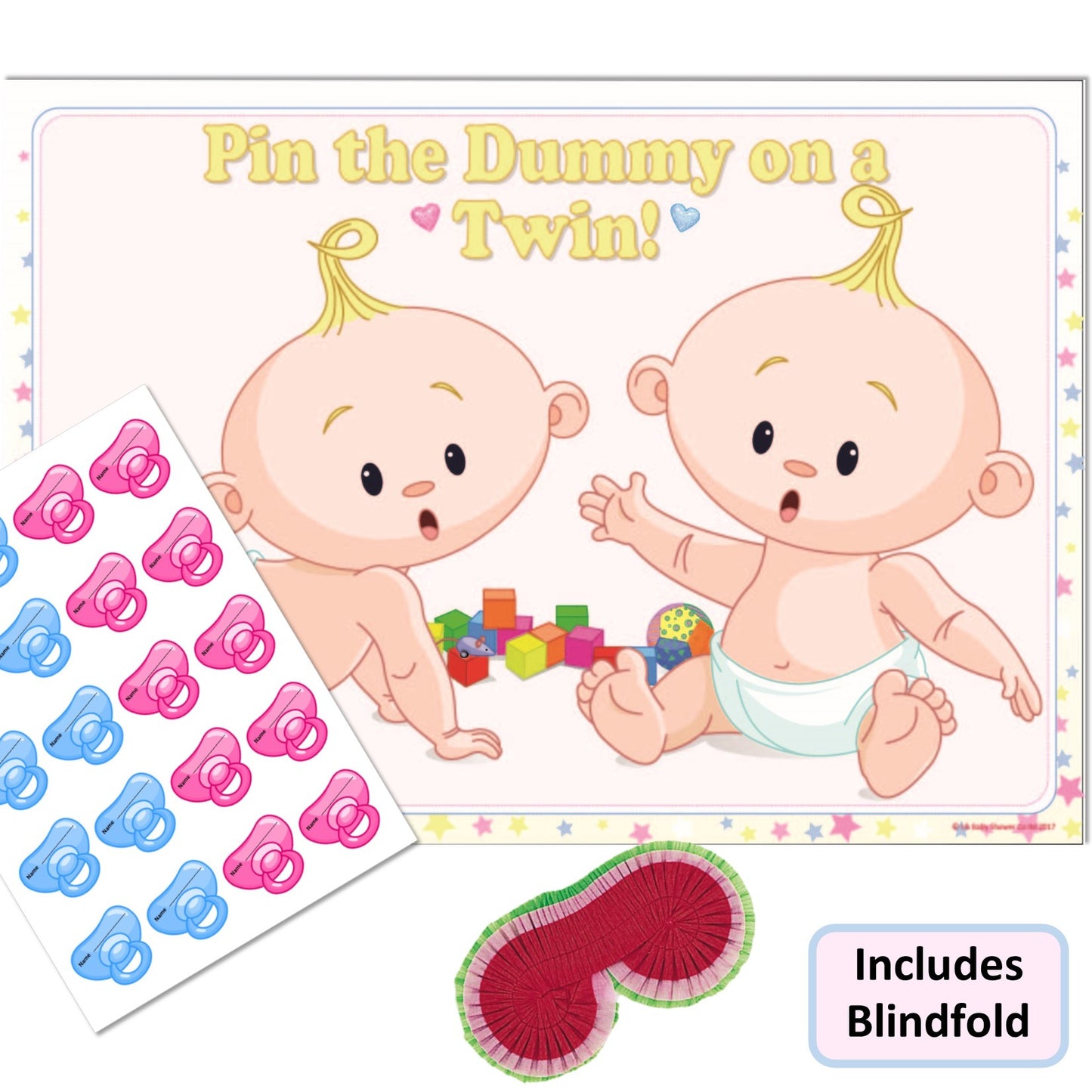 Pin the Dummy on a Twin Party Game Stars Theme,[product type] - Baby Showers and More