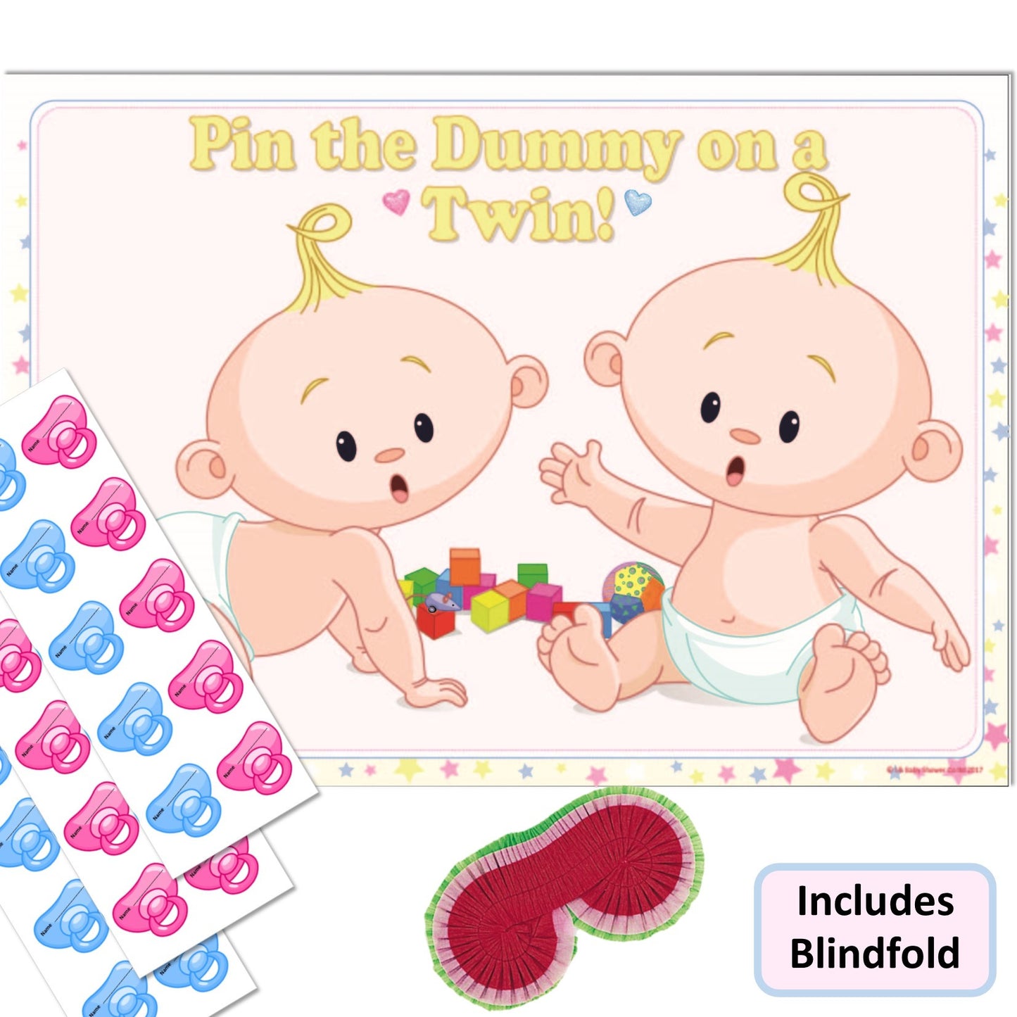 Pin the Dummy on a Twin Party Game Stars Theme,[product type] - Baby Showers and More