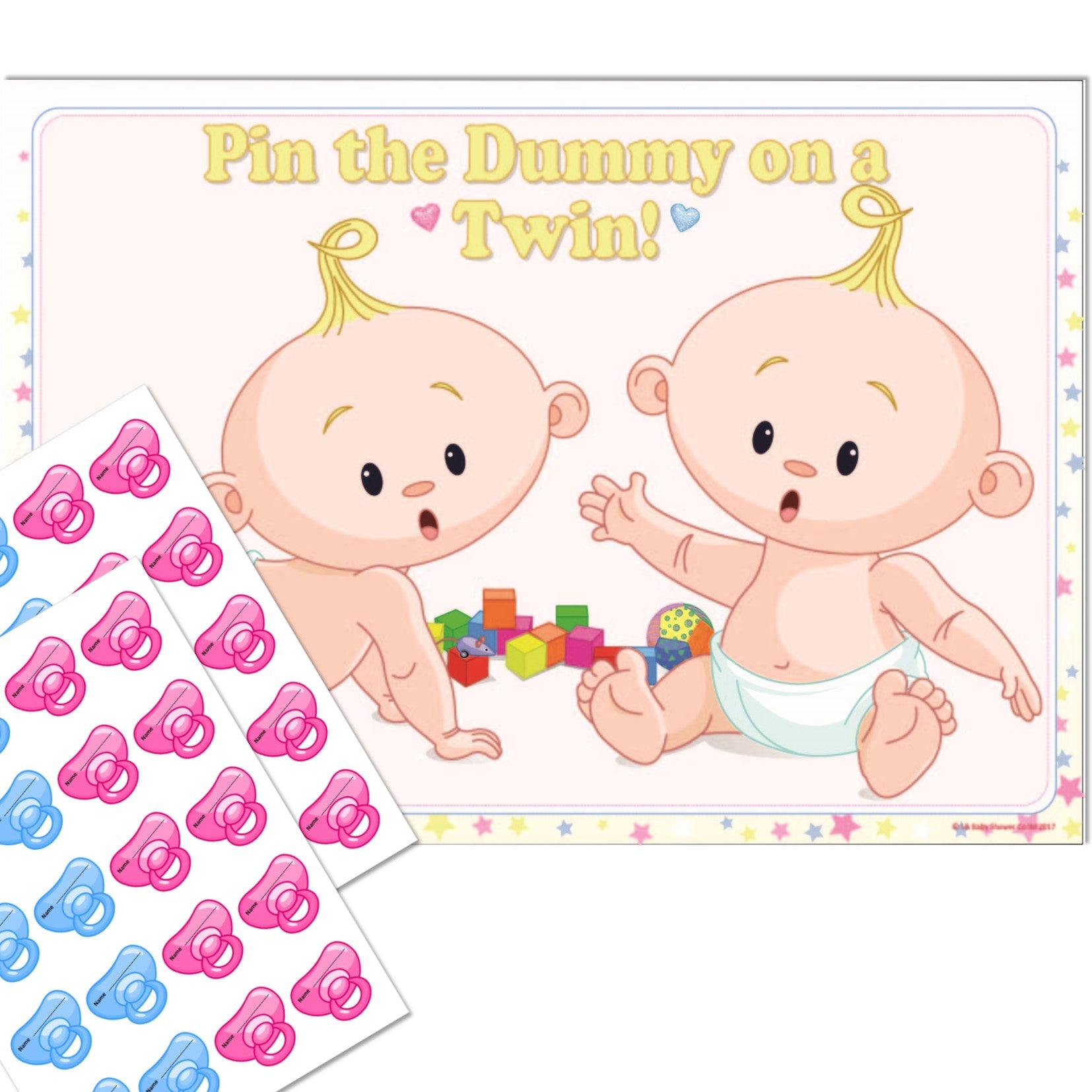 Pin the Dummy on a Twin Party Game Stars Theme,[product type] - Baby Showers and More