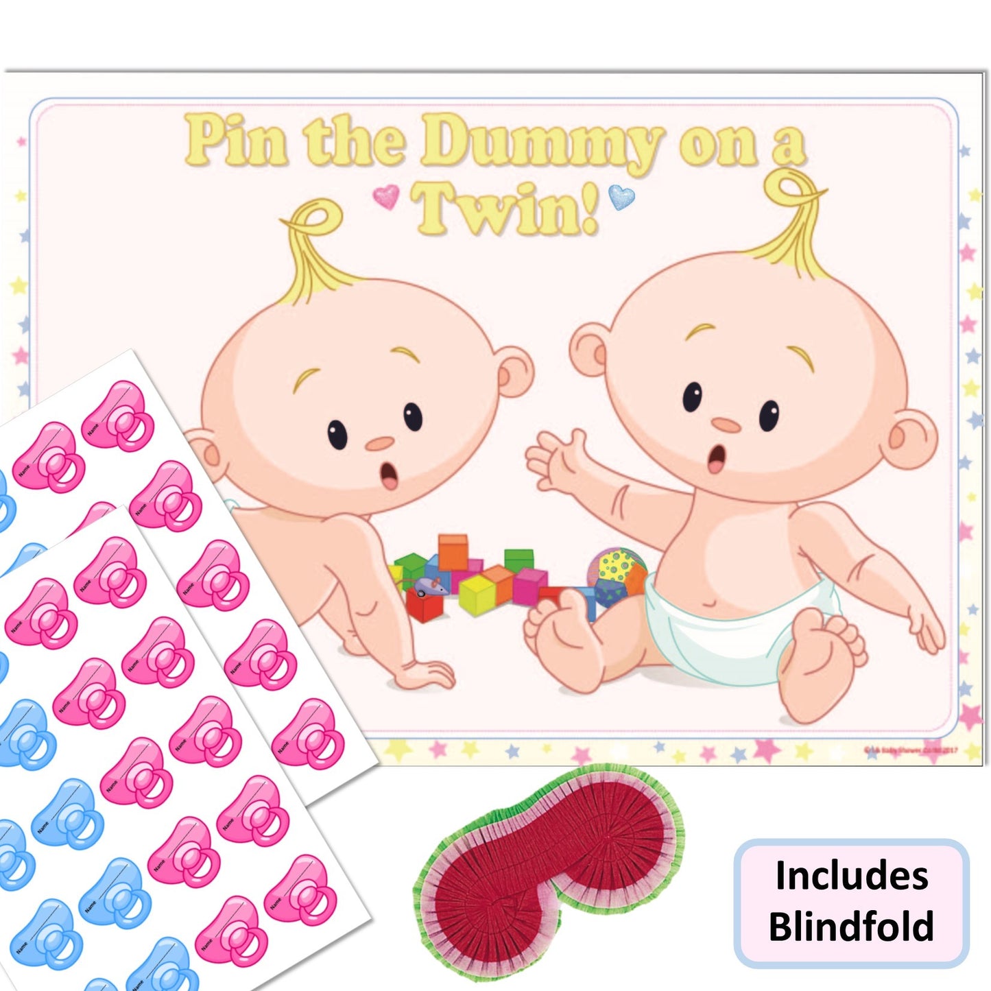 Pin the Dummy on a Twin Party Game Stars Theme,[product type] - Baby Showers and More