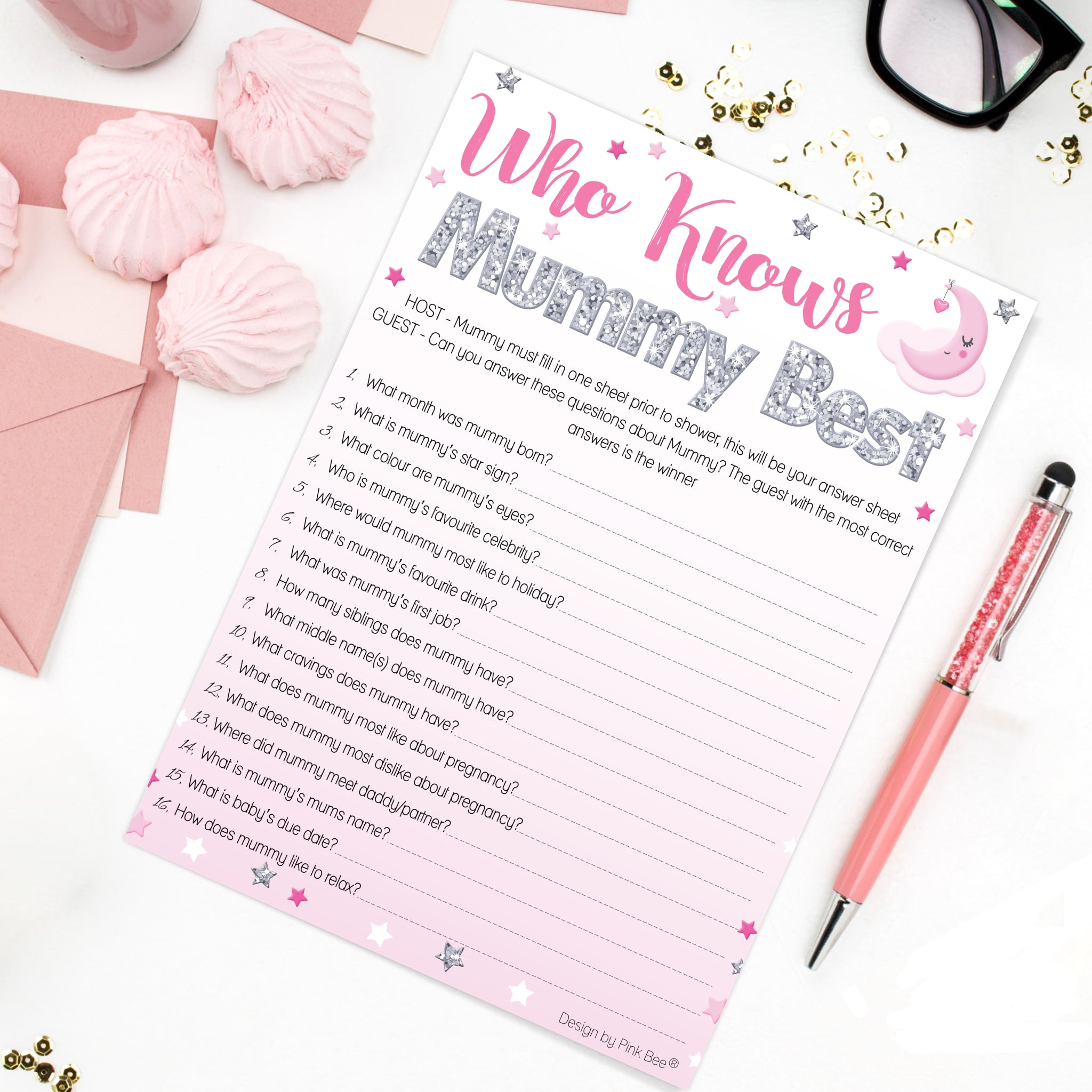 Pink Stars Who Knows Mummy Best Game