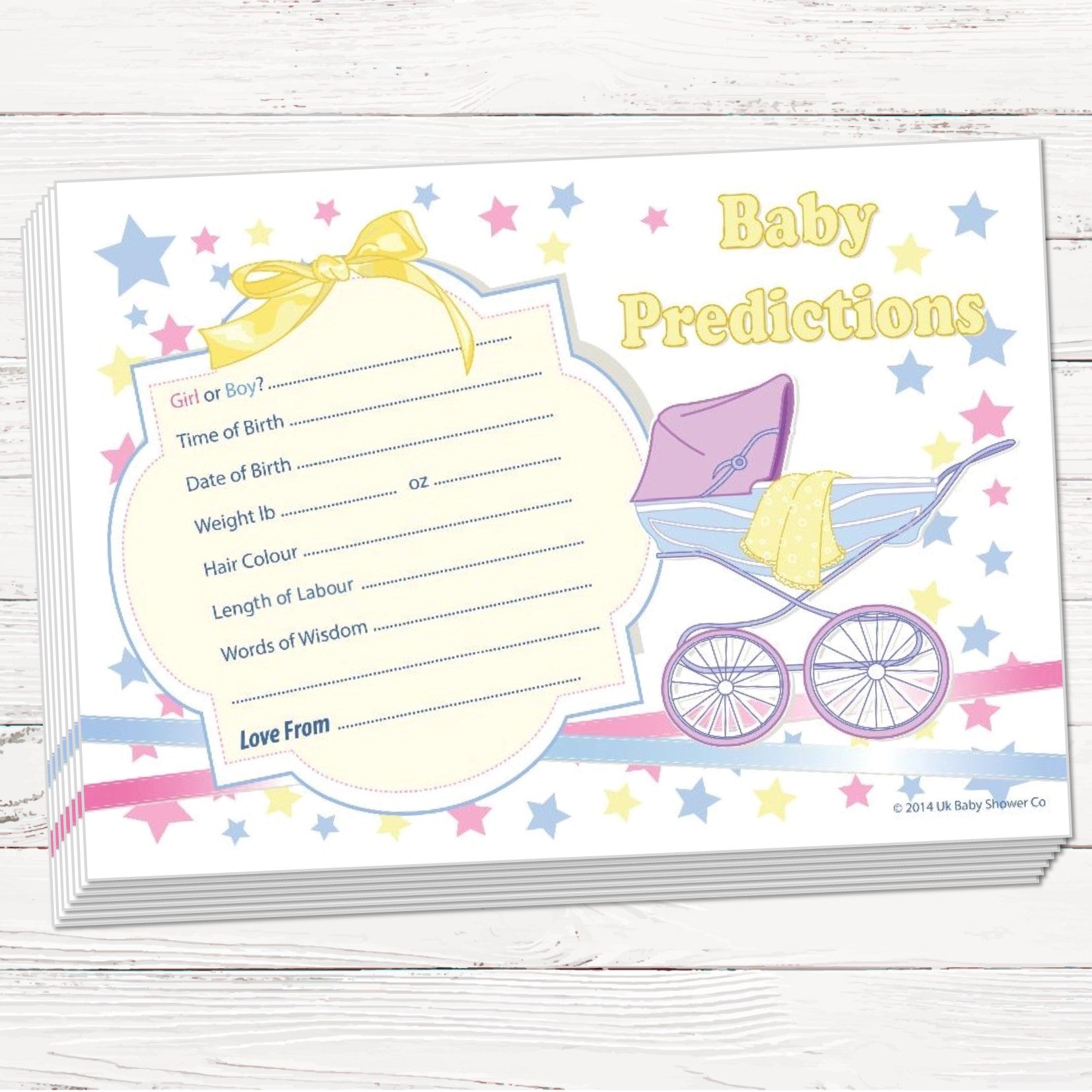 Prediction Cards Keepsake Game Stars Theme,[product type] - Baby Showers and More