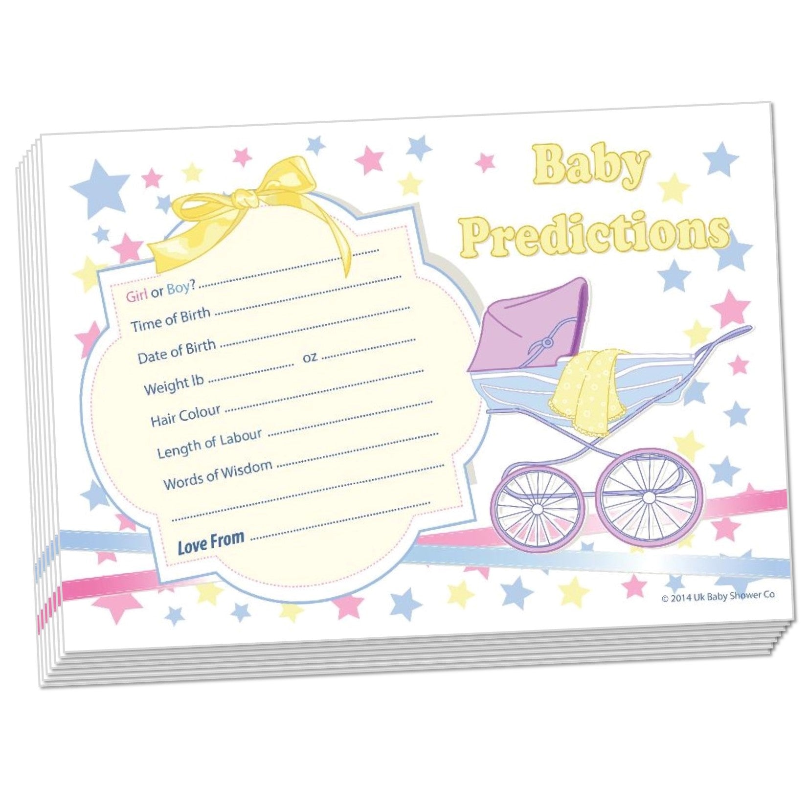 Prediction Cards Keepsake Game Stars Theme,[product type] - Baby Showers and More