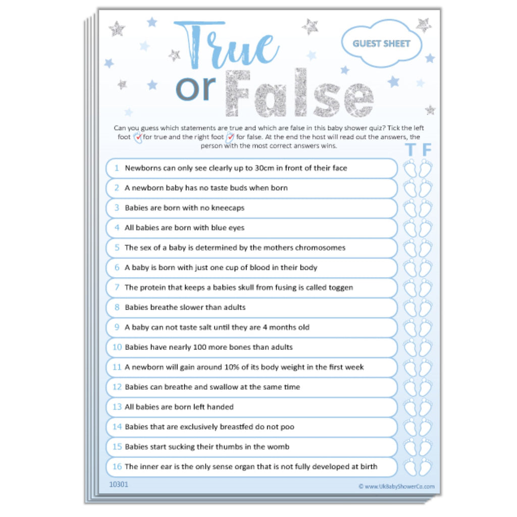 True or False Party Game - Uk Baby Shower Co ltd