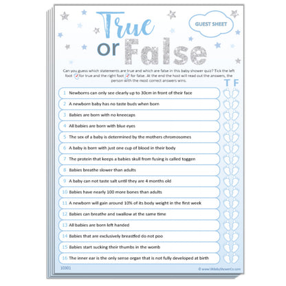 True or False Party Game - Uk Baby Shower Co ltd