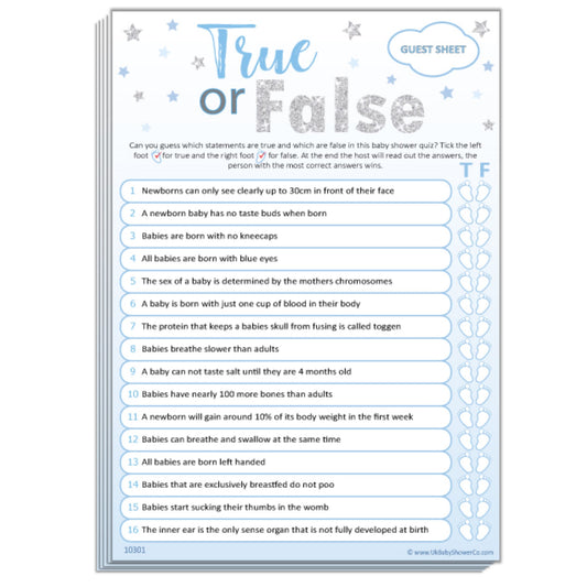 True or False Party Game - Uk Baby Shower Co ltd