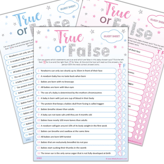 True or False Party Game - Uk Baby Shower Co ltd