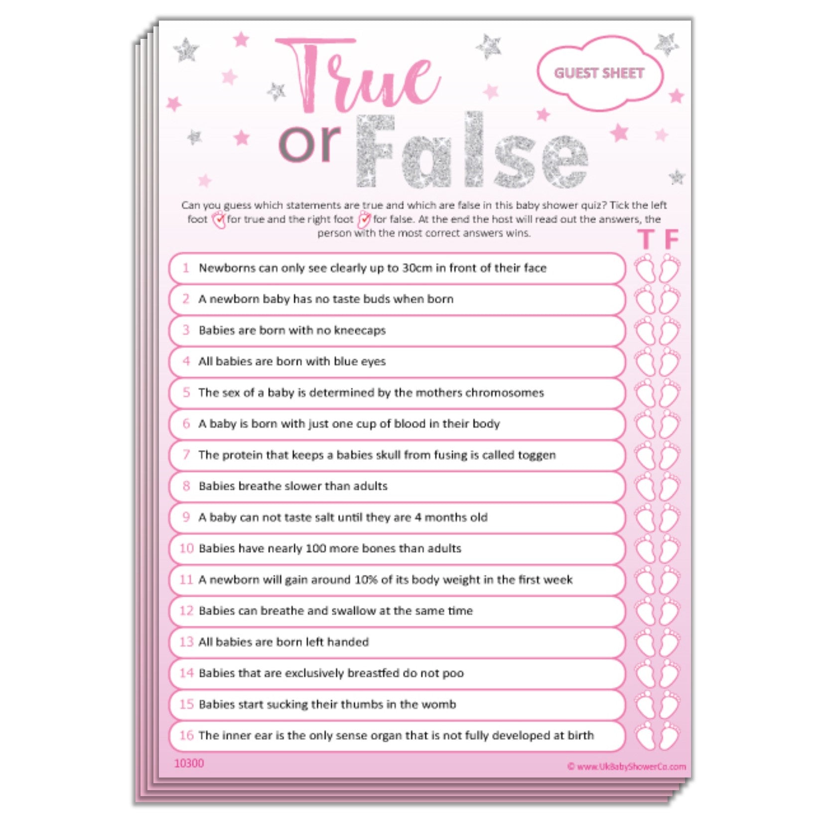 True or False Party Game - Uk Baby Shower Co ltd