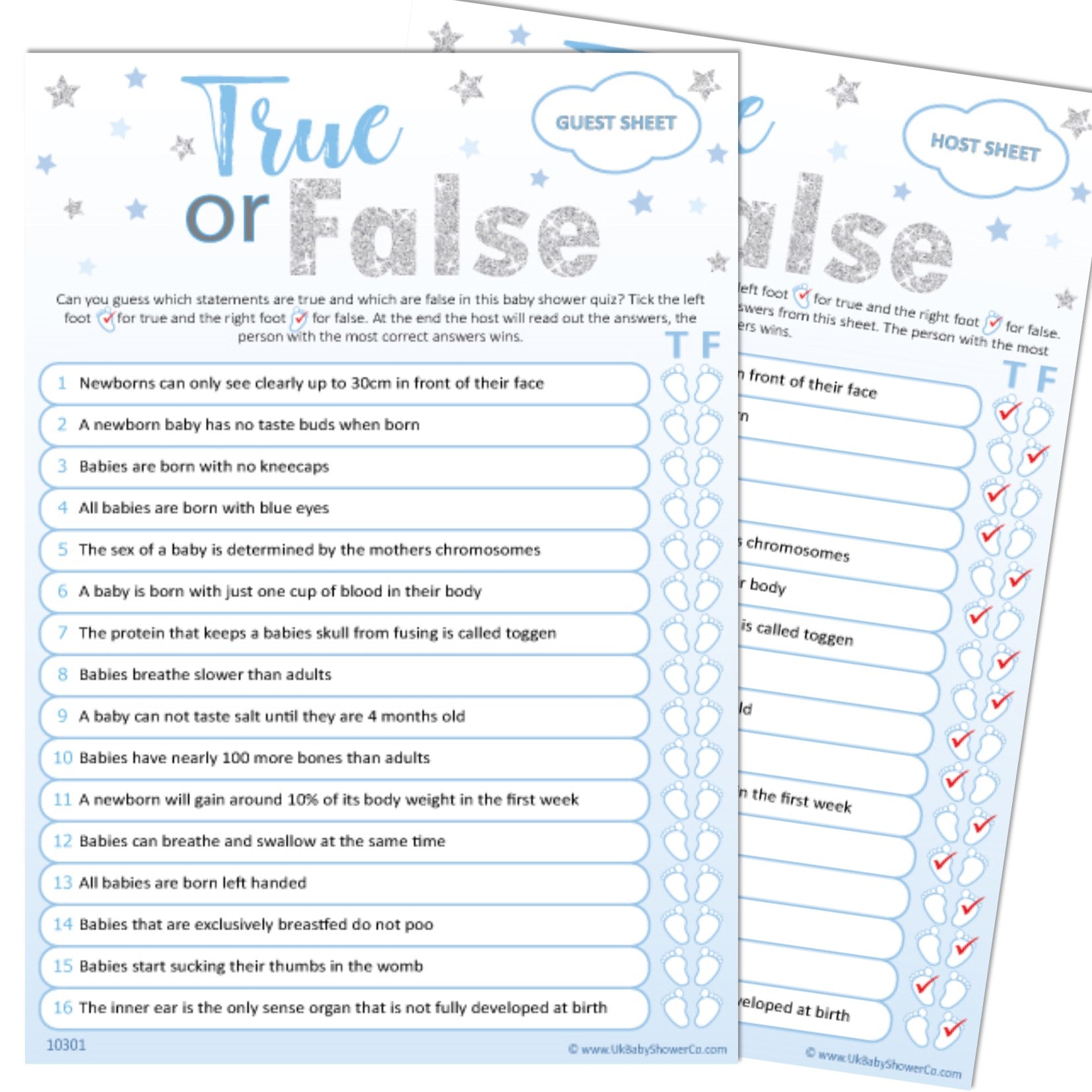 True or False Party Game - Uk Baby Shower Co ltd