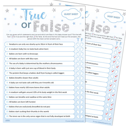 True or False Party Game - Uk Baby Shower Co ltd