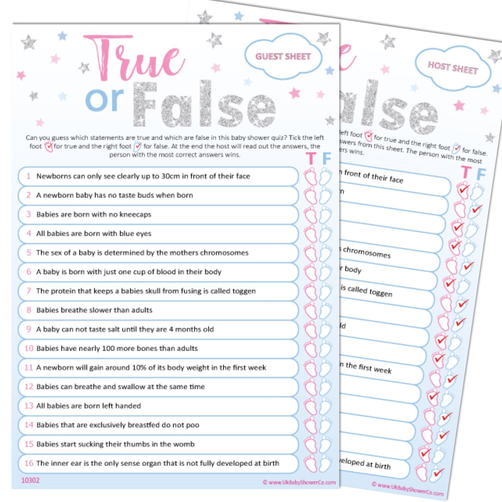 True or False Party Game - Uk Baby Shower Co ltd
