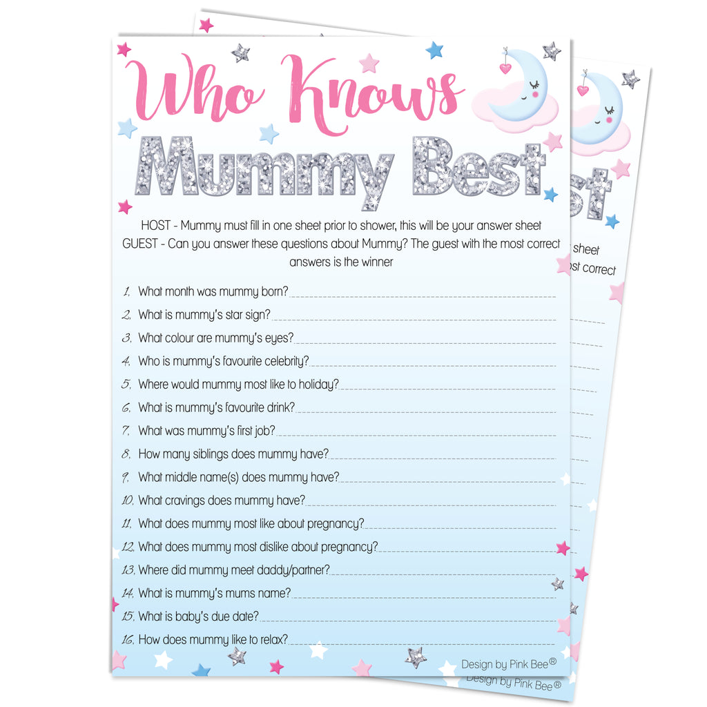 Unisex Moon and Stars Who Knows Mummy Best Game
