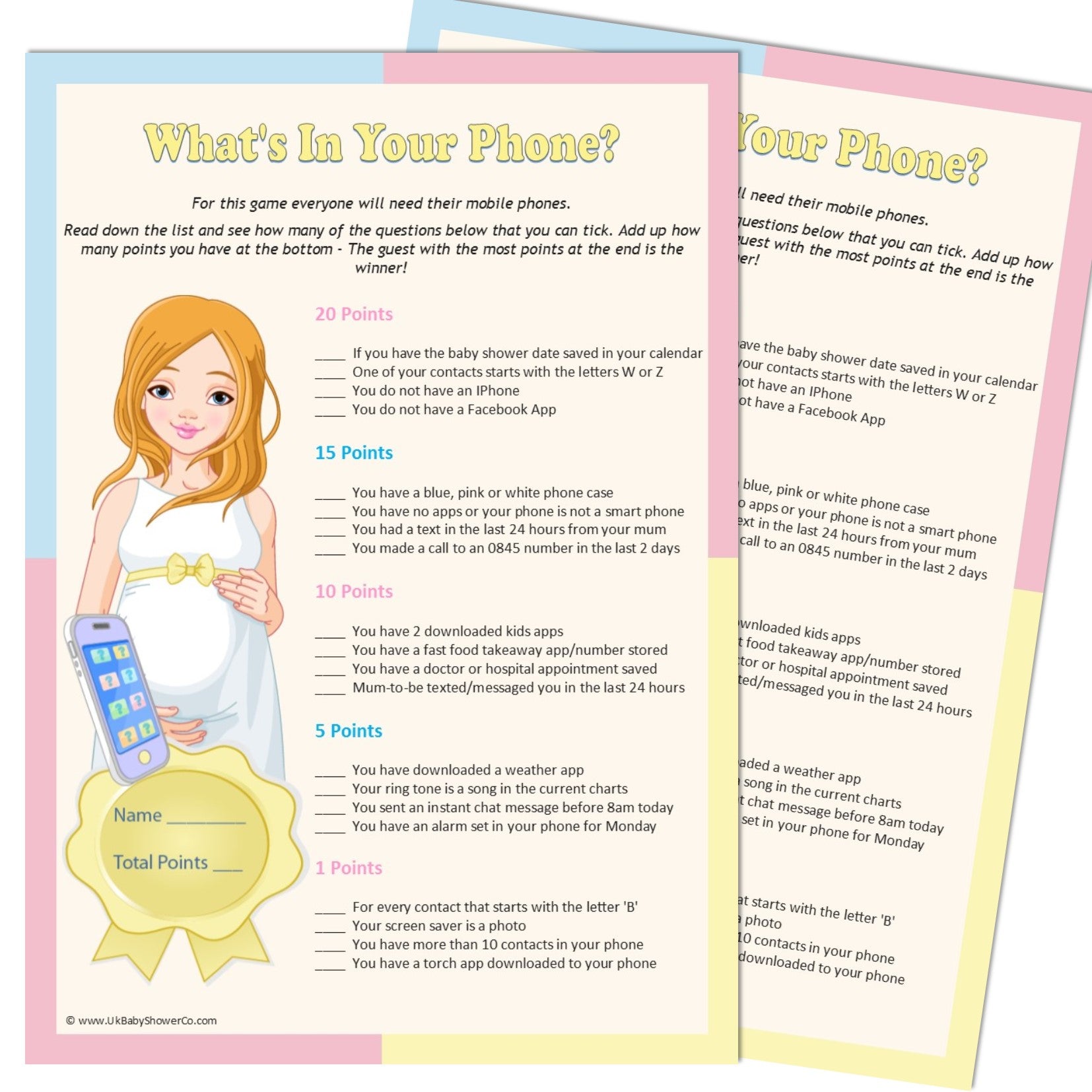 What's in your phone? Party Game Pastel Theme,[product type] - Baby Showers and More