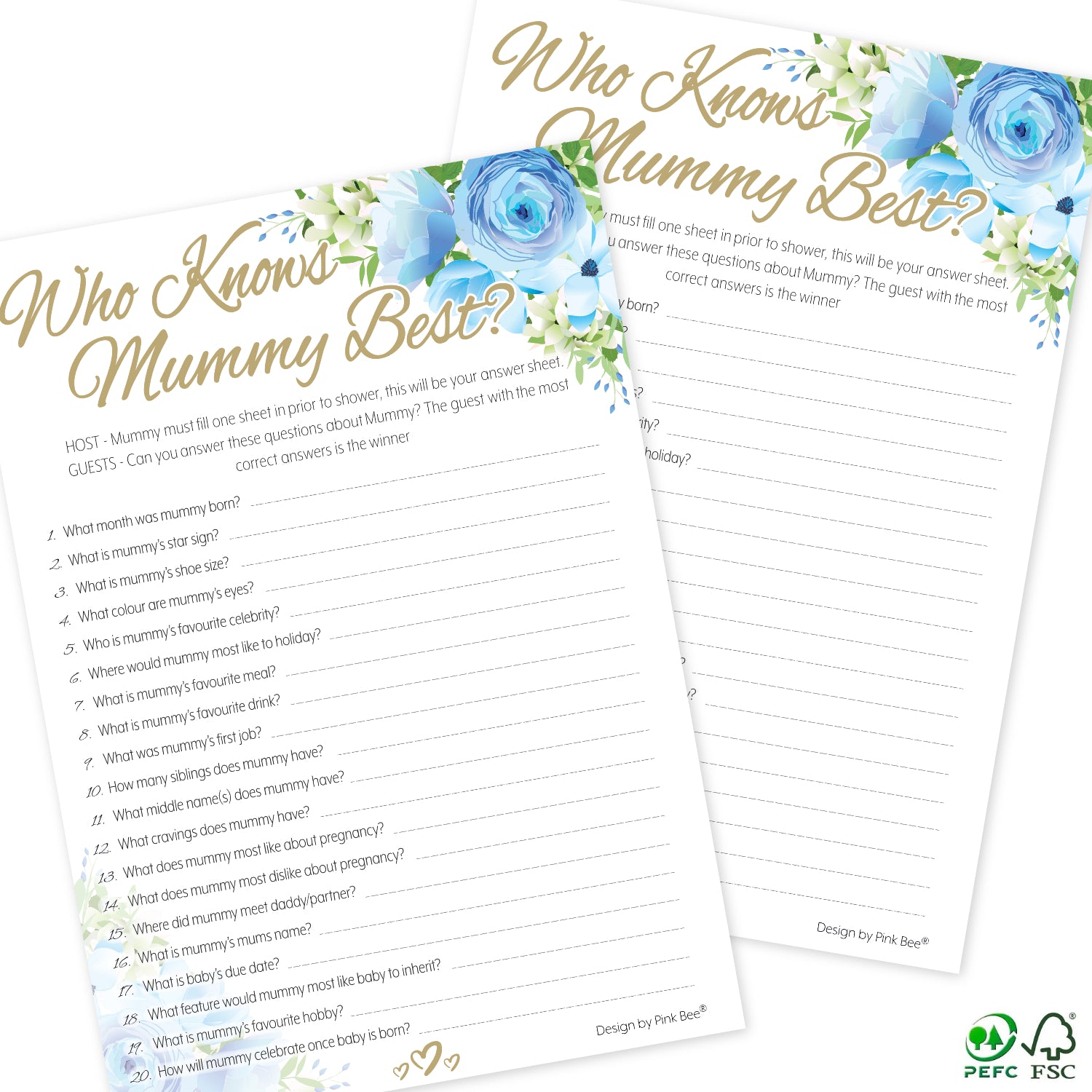 Blue Floral Who Knows Mummy Best Game