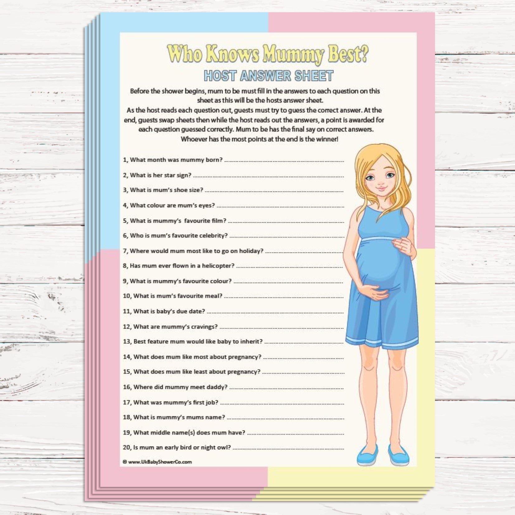 Who Knows Mummy Best Party Game Pastel Theme,[product type] - Baby Showers and More