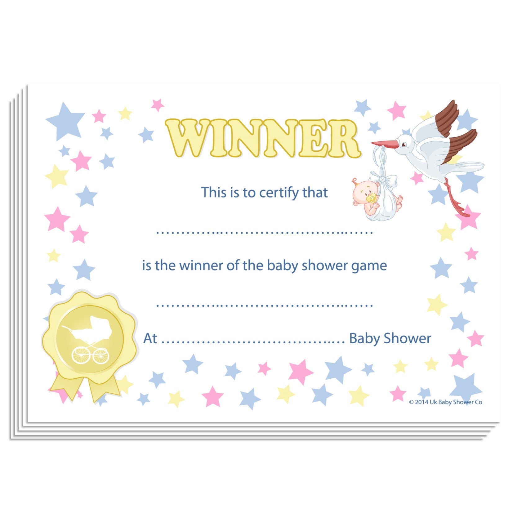 Winners Certificates Stars Theme,[product type] - Baby Showers and More