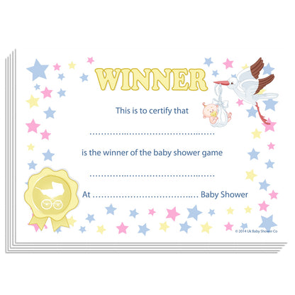 Winners Certificates Stars Theme,[product type] - Baby Showers and More