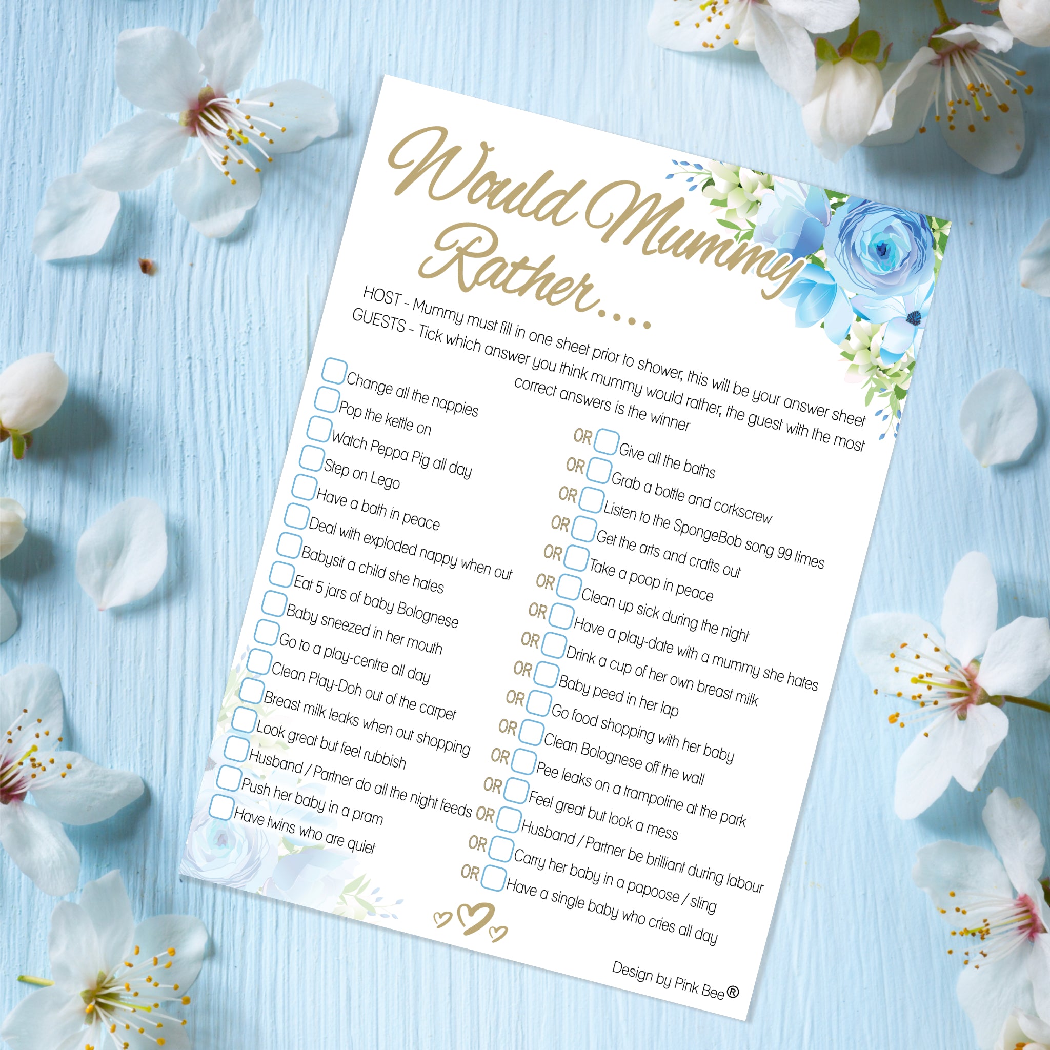 Blue Floral Would Mummy Rather Game